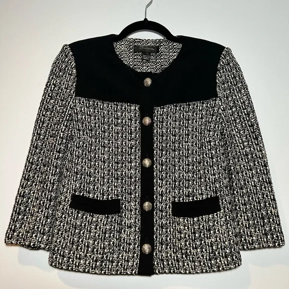 St. John Classic Black and White Tweed Suit Set - Picture 2 of 10